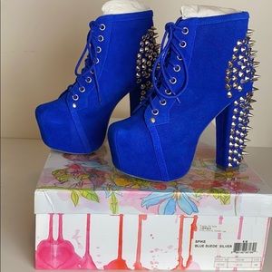 Jeffrey Campbell Lita Spike blue suede size 6